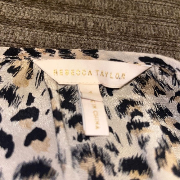 Rebecca Taylor 100% Silk Black and Cream Leopard Blouse- size 4 - Picture 6 of 6